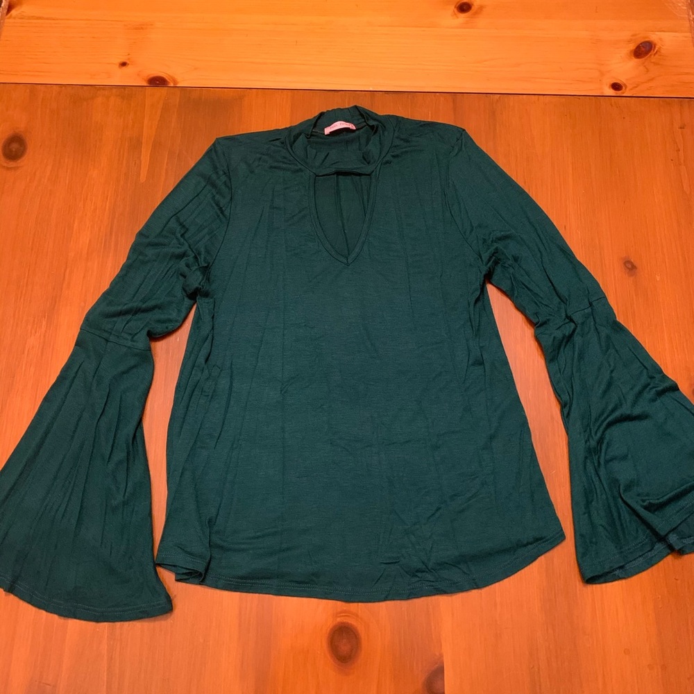 Pink Peony Green Shirt